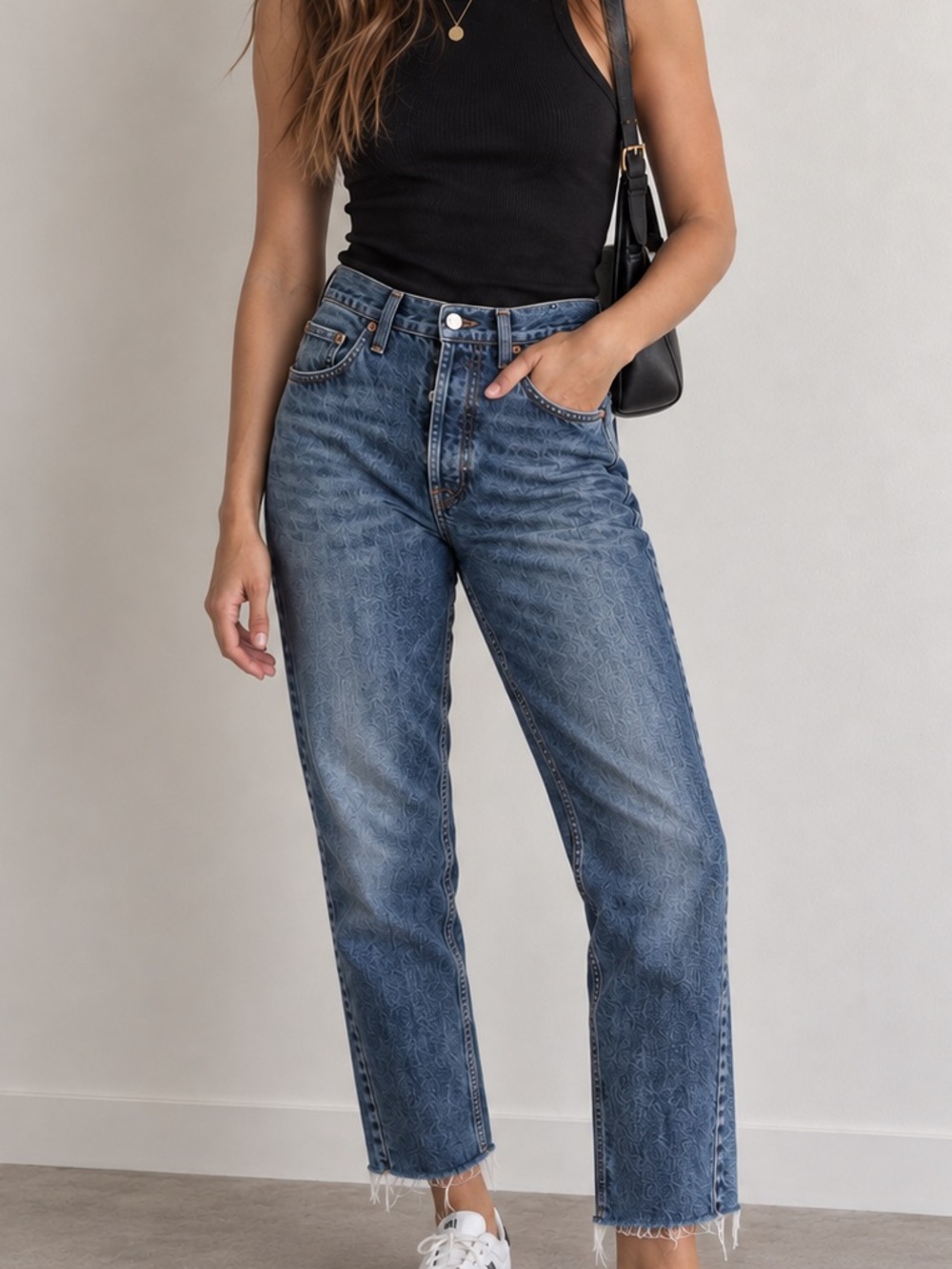 RE/DONE Originals High Rise Rigid Crop Jeans in Medium Wash
